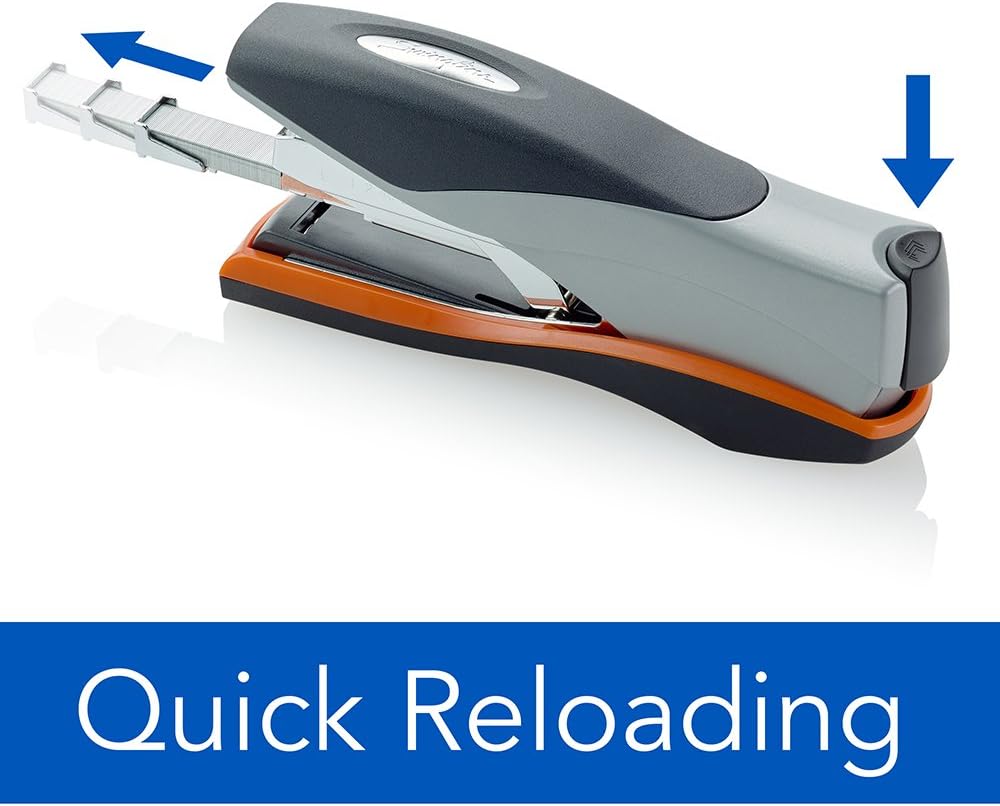 Swingline Stapler, Optima 40, Full Strip, Desktop Stapler, 40 Sheet Capacity, Reduced Effort Stapler for Office Desk Accessories and Home Office Supplies, Orange/Silver/Black, Full Size (87845) : Office Products