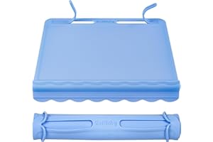 BOFFINBY Silicone Placemats for Baby & Kid, Eating Mat with Teething Edge Bumper, Rollable Travel Baby Mat with Built-in Rope, All-in-One Travel Mat for Dining and Activities On-the-Go, BPA Free, 12"x11", Blue