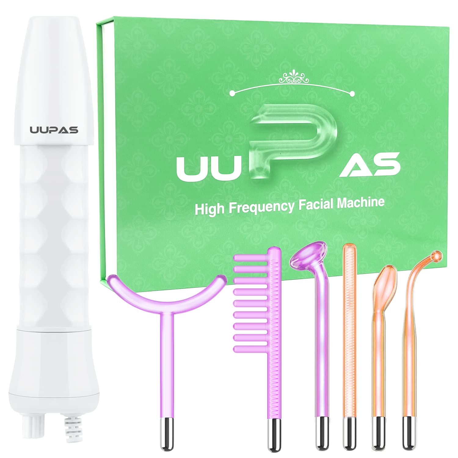 High Frequency Wand - UUPAS Portable High Frequency Facial Machine with 6 Pcs Different Tubes（Neon & Argon） - Skin Tightening Machine for Acne Firming Skin Rejuvenation Wrinkle Removal