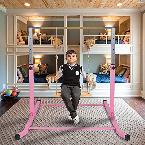 Gymnastics Bar for Kids Adjustable Horizontal Junior Training Kip Bars with Mat Optional Ideal for Gymnasts 1-4 Levels for Home - Thumbnail 2