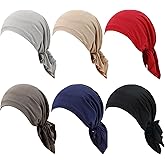 6 Pieces Womens Pre-Tied Head Scarves Slip-on Headwear Turban Beanie Caps Head Wrap Headscarf for Women Multi