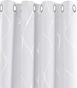 Deconovo Thermal Insulated Eyelet Curtains Silver Wave Foil 46 x 90 Inch Pair