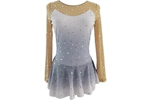 LIUHUO Figure Skating Dress Girls' Long Sleeves Competition Womens Elegant Handmade Crystal