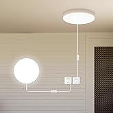 Buroraix 2-Pack 9.8 Inch Plug-in LED Ceiling Light with Switch,Built-in LED Source,White Wall Light Flush Mount Light Fixture for Balcony Bathroom,Closet,Storage Room,Garage,Hallway,Entryway