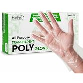 ForPro 600 Count Disposable Poly Plastic Gloves, Food-Grade, Latex-Free | One Size, BPA-Free, Lightweight, Ideal For Cooking
