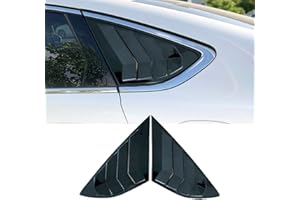 Boltry ABS Rear Side Window Louvers Air Vent Scoop Shades Cover Blinds Trim for Ford Fusion 2013 2014 2015 2016 2017 2018 2019 2020 2021 (Bright Black)