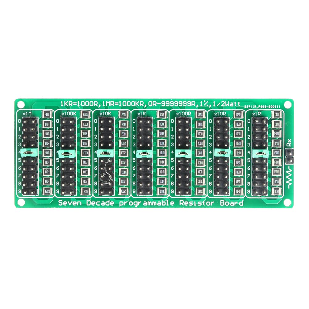 DollaTek 1R - 9999999R Seven Decade Programmable Resistor Board, Step 1R, 1%, 1/2 Watt.