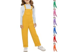 Girls Cotton Denim Overalls Plain Baggy Wide Leg Bib Overall Oversized School Loose Trendy Casual Breathable Jumpsuit