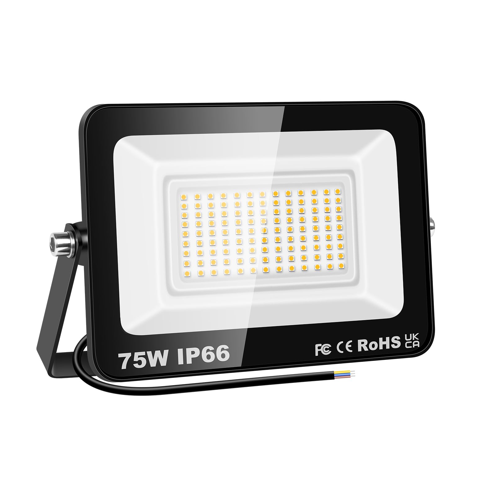 RIGIDON 75W LED Flood Light Outdoor 7500LM Super Bright Outdoor Lights 3000K Daylight Warm White IP66 Waterproof Security Lights for Garden, Garage, Yard, Sports Ground, Patio (Warm White, 75W)