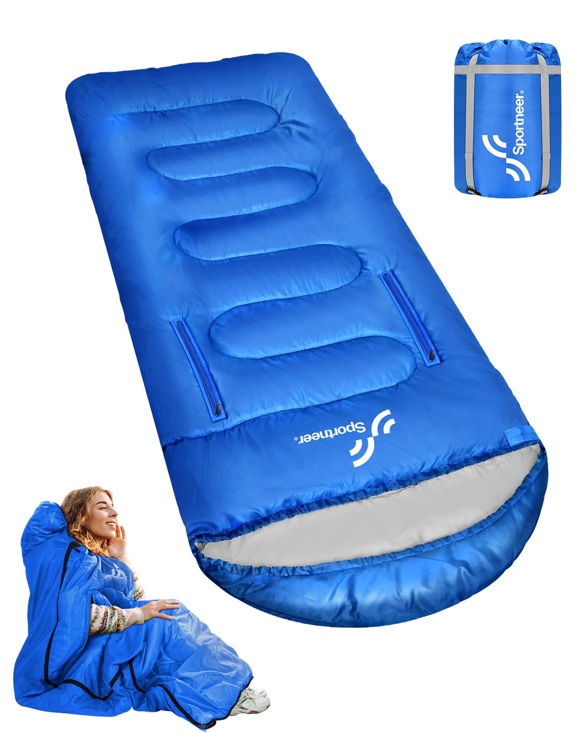 Photo 1 of Sportneer 0 Degree Wearable Sleeping Bag for Adults & Kids – Walkable with Arm Zippers, Waterproof & Warm to 20°F, Compact for Camping, Stadiums, Travel, Backpacking & Car Use