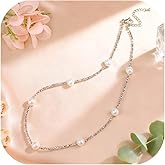 GEMTAL Genuin Real Freshwater Pearl Necklace,Black Peacock Pearl Choker Necklaces for Women,Hematite Gold/Silver Beaded Simple Pearl Necklace,Dainty Adjustable Pearl Jewelry Mother's Valentine Day Gifts