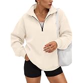 Trendy Queen Women's Oversized Sweatshirts Half Quarter Zip Fleece Sweaters | Soft Cozy Zip Pullover, Comfort Warm Sweaters for Fall Winter, Fashion Mock Neck Outfits