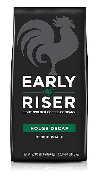 EIGHT O’CLOCK COFFEE EARLY RISER HOUSE DECAF GROUND COFFEE, 1.4 POUND (PACK OF 1)