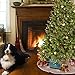 MACTING Countryside Burlap Tree Skirt Christmas White Snowflake Printed Xmas New Year Holiday Decorations Indoor Outdoor (Khaki, 48