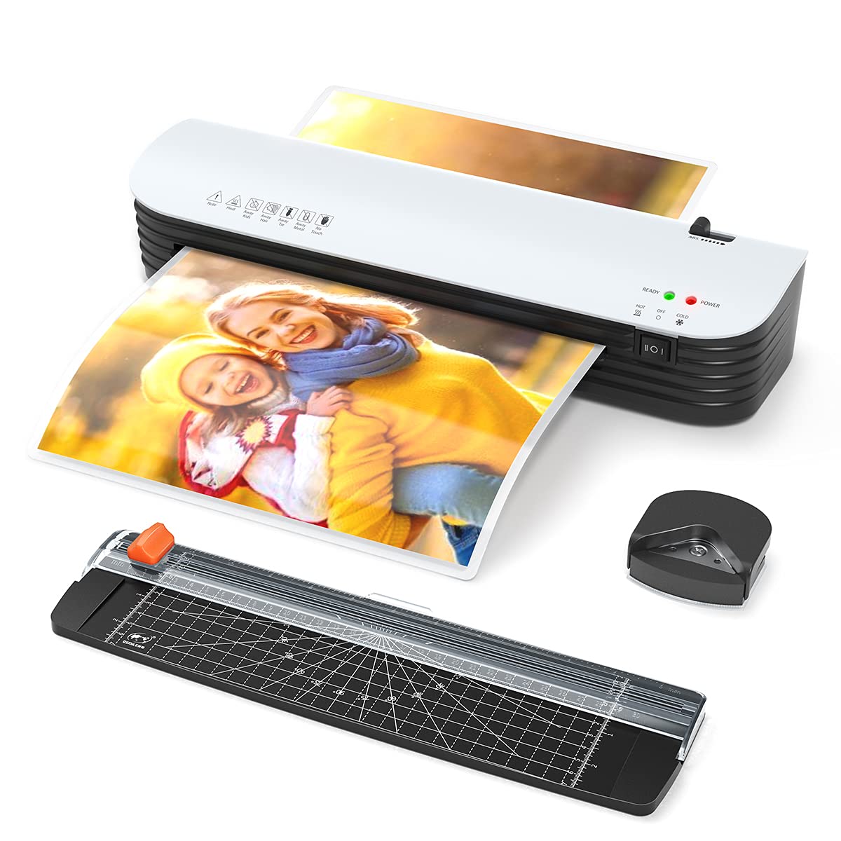 Laminator, A4 Laminator Machine with Hot and Cold Settings, Portable A4 A5 A6 Thermal Laminator with 20 Laminator Pouches Paper Cutter Corner Rounder and No Bubbles for Home Office School Use (A4)