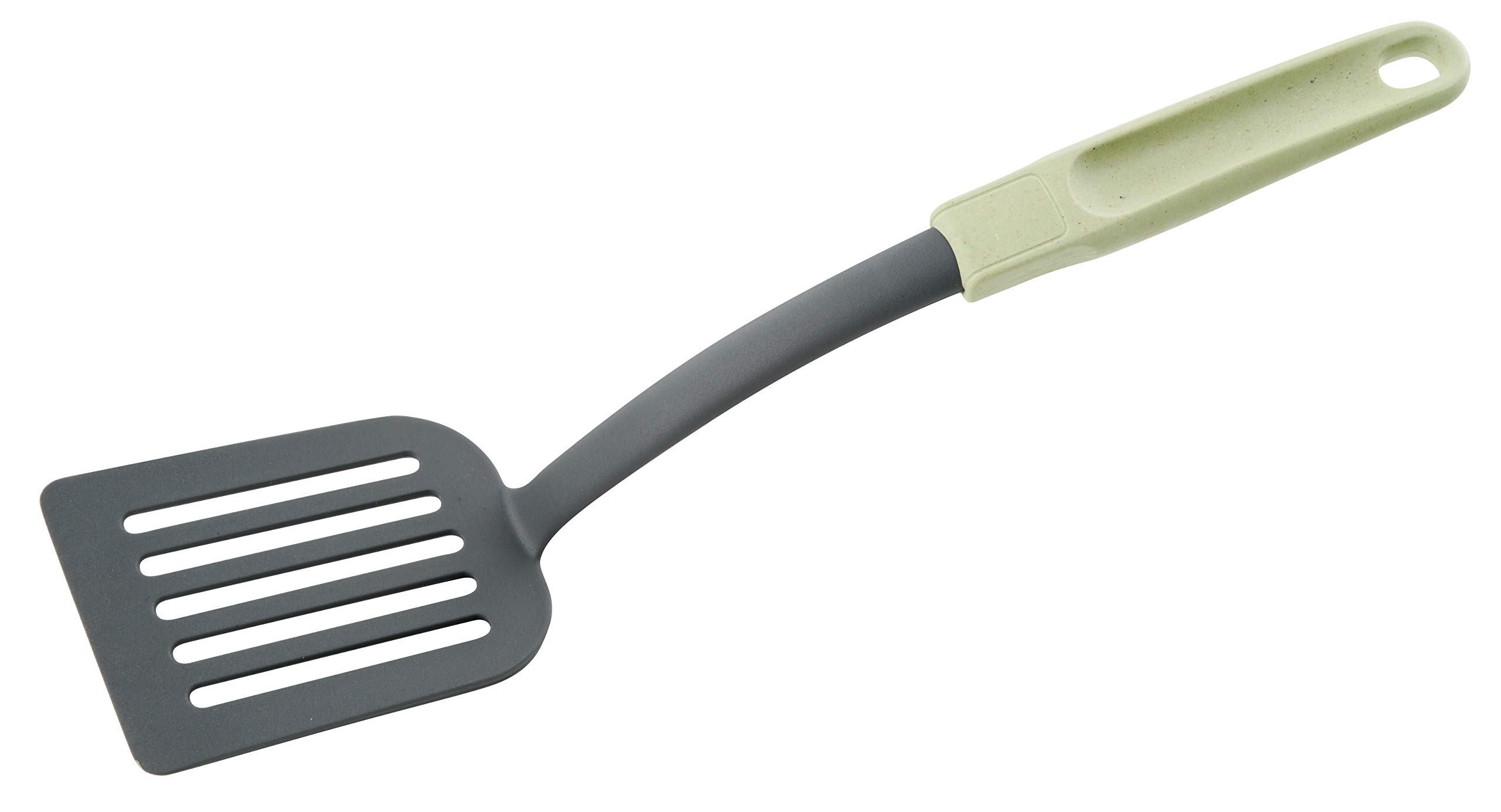 FACKELMANN Ecolution Spatula - Wood Fibre and Organic Plastic Slotted Turner - 33.5 cm x 7 cm Ladle in Mint Green/Stone Grey