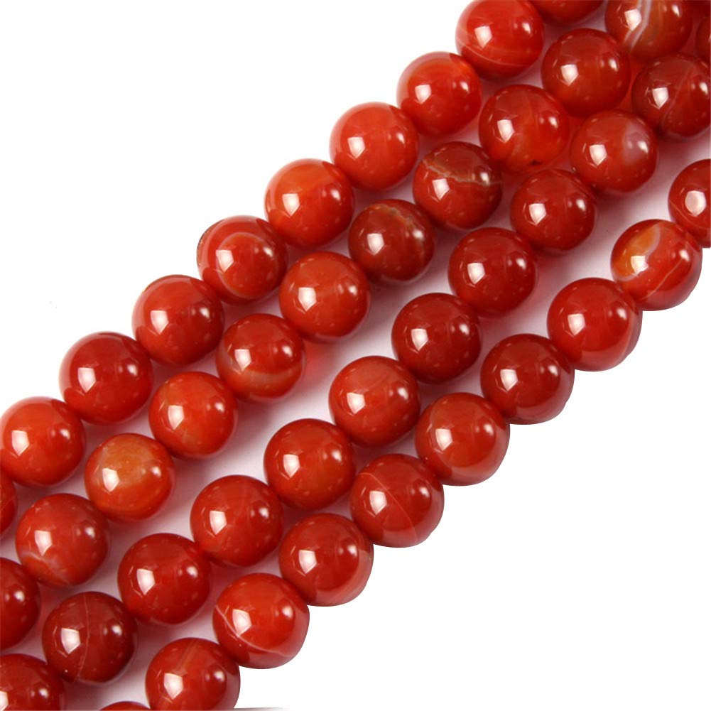 Sweet & Happy Girl's Store 12mm Round Gemstone Banded Red Agate Beads Strands 15 Inch Jewellery Making Beads