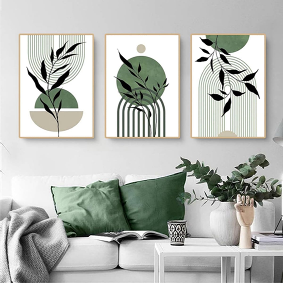 JNAOZI Aesthetic Plant Pictures, Boho Decorative Pictures, Modern Abstract Art Wall Pictures, Bohemian Poster Set, Without Frame (Set 02, 60 x 90 cm x 3 Pieces)
