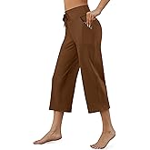 G4Free Wide Leg Capris Yoga Pants for Women with Pockets Summer High Waist Dress Pants for Workout Casual Pants 21"