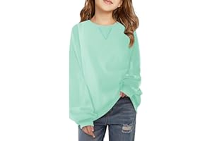 Haloumoning Girls Casual Crewneck Sweatshirts Kids Long Sleeve Oversized Fashion Pullover Tops 5-14 years