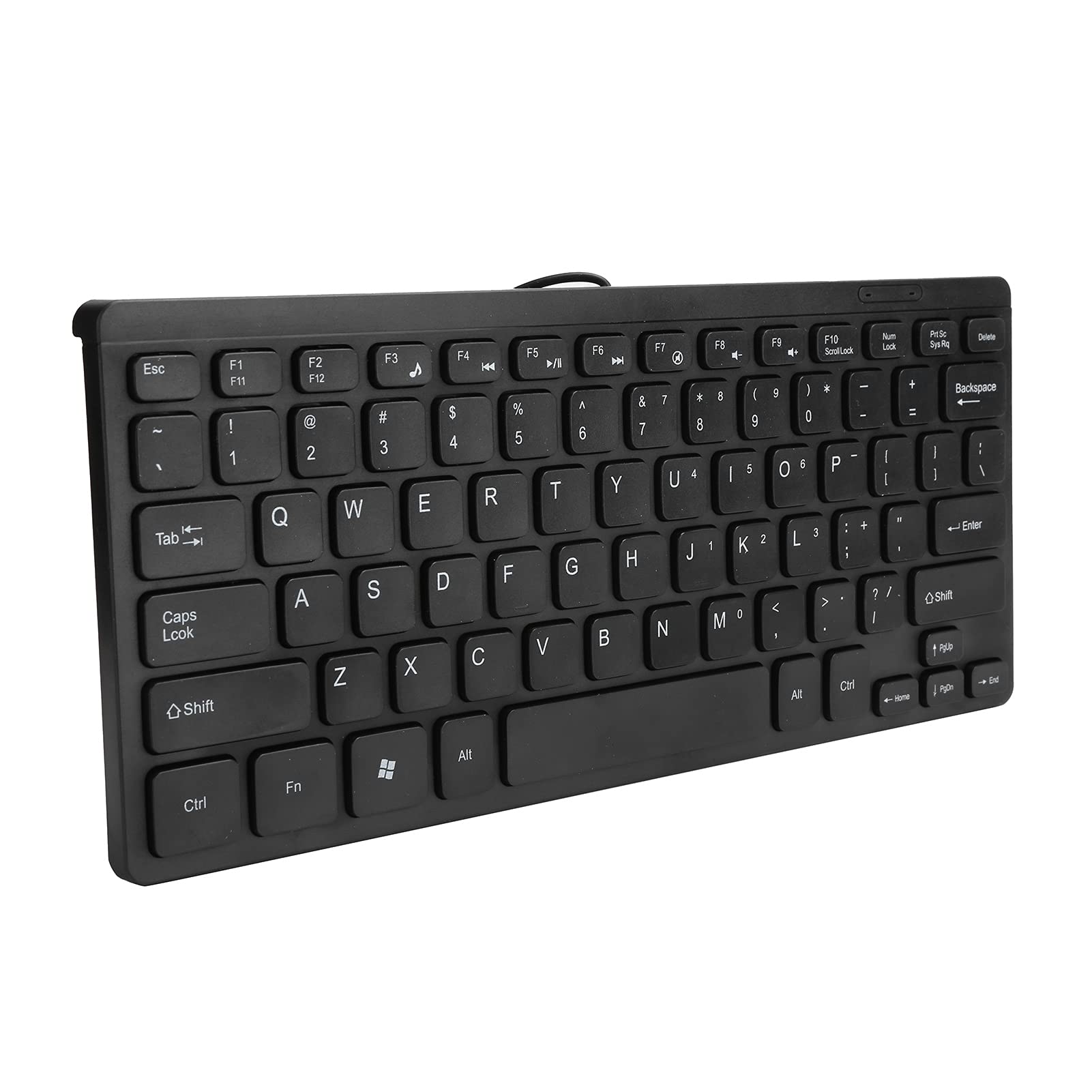 Fdit Wired Slim Keyboard Black, USB Compact Mini Computer Keyboard Waterproof for Business Trip and Office, 78 Keys + 7 Fn Hotkeys, for System