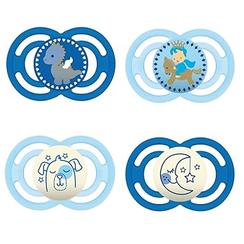 MAM Perfect Day & Perfect Night Schnuller 16+ Boy // 4er Set // inkl. 4 Sterilisiertrasportboxen