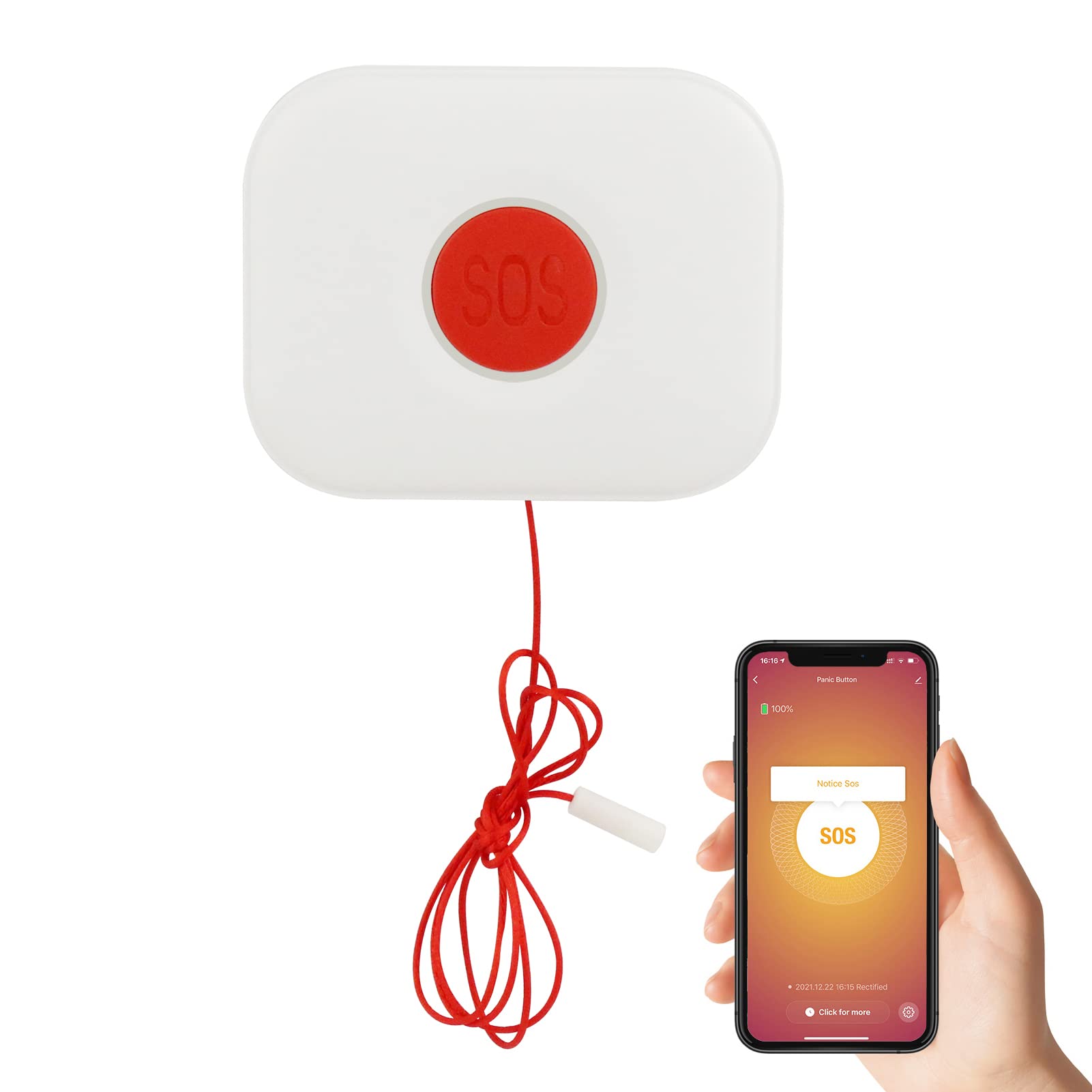 Wolf Guard WiFi SOS Button for Disabled/Elder/Child/Friend,Health Alert System