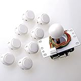 Sanwa JLF-TP-8YT Joystick + Sanwa 8 pcs OBSF-30 Push Button Bundle Kit Color : White - for Arcade Game 4 & 8 Way Adjustable, 