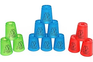 DEWEL Stacking Cup Game with 15 Stack Ways, 12pcs Cup Stacking Set, Sport Stacking Cups with BPA-Free Material, Classic Family Game, Great Gift Idea for Stack Games Lover.(Multi-Colored)