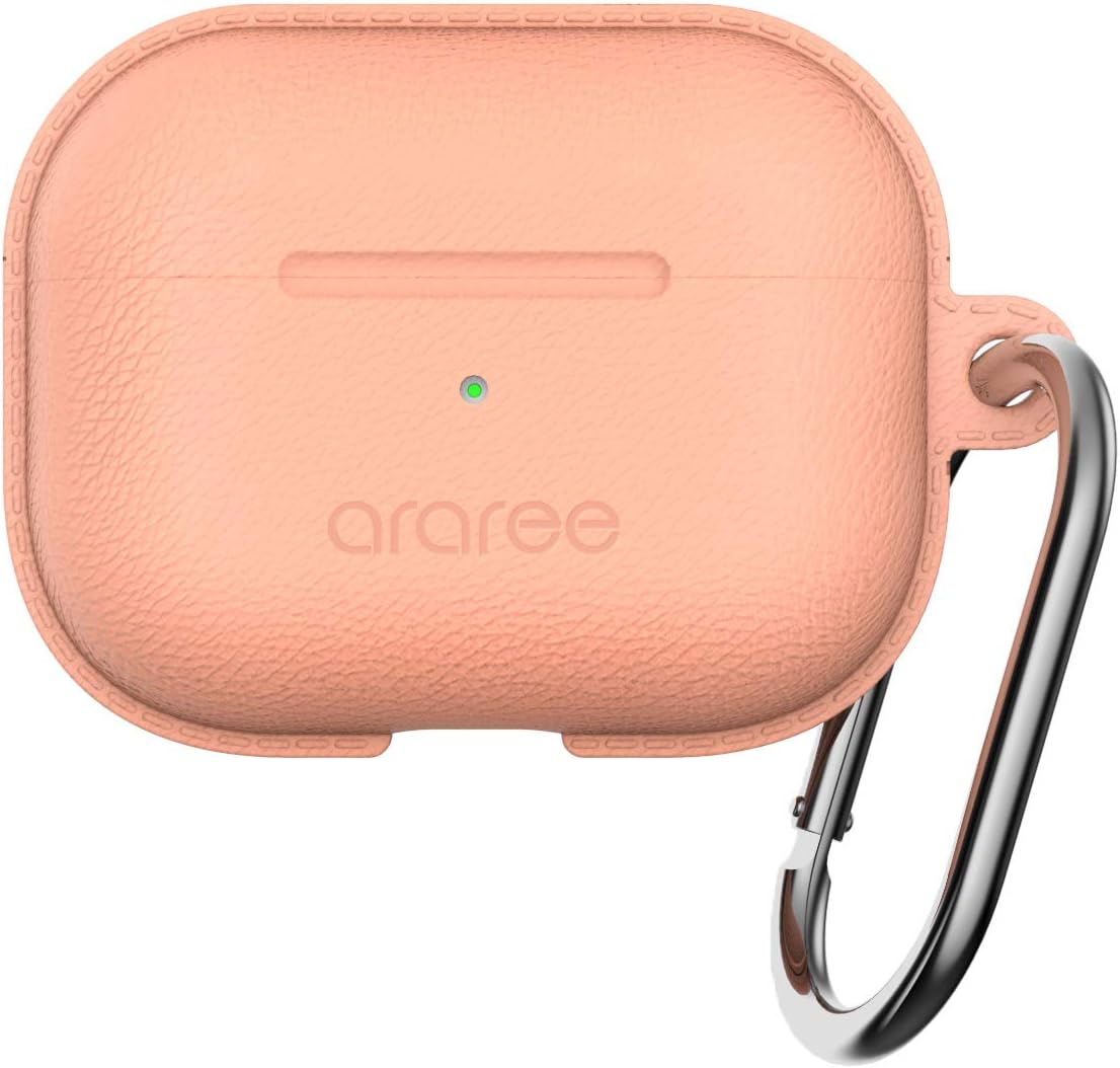 araree POPS, Unique Air Suction Part, No Sticky Adhesive Tape, Leather Pattern Silicone case, Compatible with Apple AirPods Pro - Flamingo