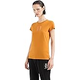 Armani Exchange womens Slim Fit Silk Patch Monogram Logo Tee