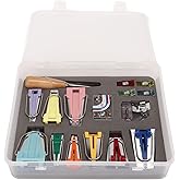 Bias Tape Maker Kit, 9 Sizes Bias Tape Maker with 4Pcs Sewing Clips, Awl, Snap on Binding Foot, Ball Point Pins, Bias Tape Ma