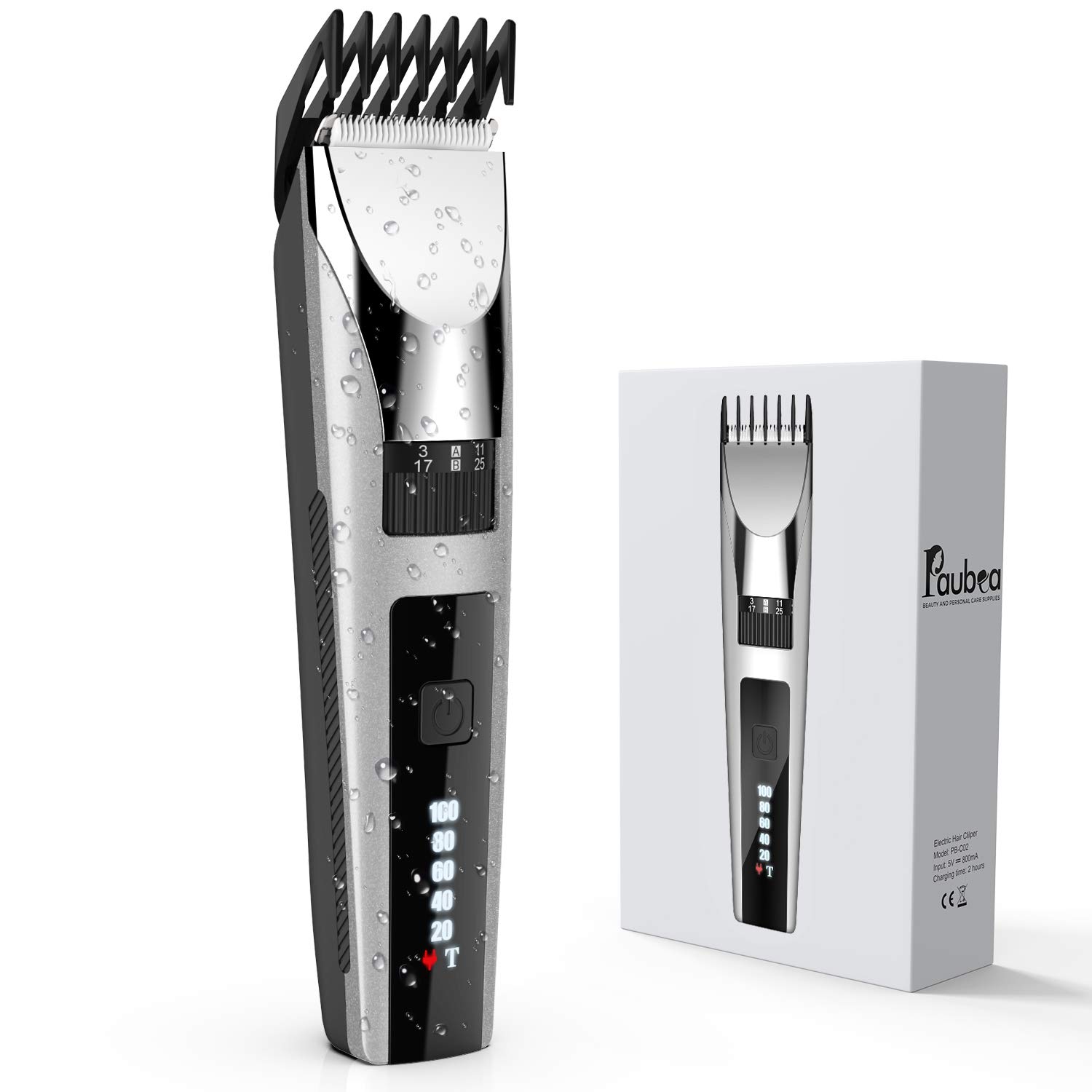 Paubea Electric Cordless Hair Clippers - All-in-One Adjustable Guide Combs at Home Haircut Machine Hair Cutting Tools Hair Trimmer Grooming Kit for Men: Beauty