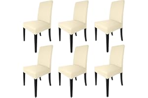 NORTHERN BROTHERS Dining Chair Covers Set of 6, Removable Washable Chair Covers for Parson Dining Chairs, Stretch Slipcovers for Dining Room,Hotel, Banquet Use (Beige Diamond, Set of 6)