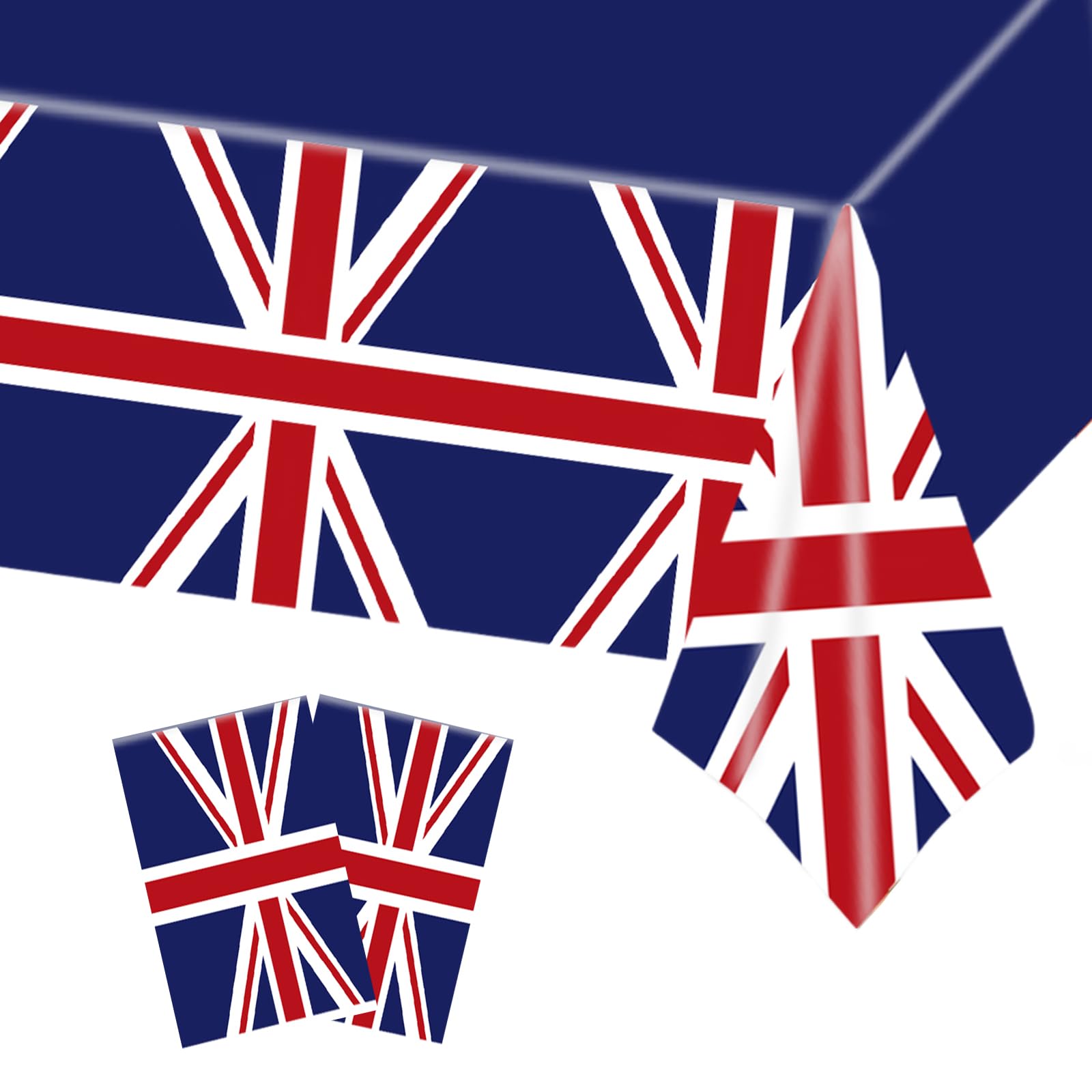2pcs Union Jack Table Cloth Plastic Tablecover,137*274cm VJ Day 80th Anniversary Decorations Tablecloths,United Kingdom Tablecloth Great Britain UK Flag Table Cloth for Union Jack Royal Party Supplies