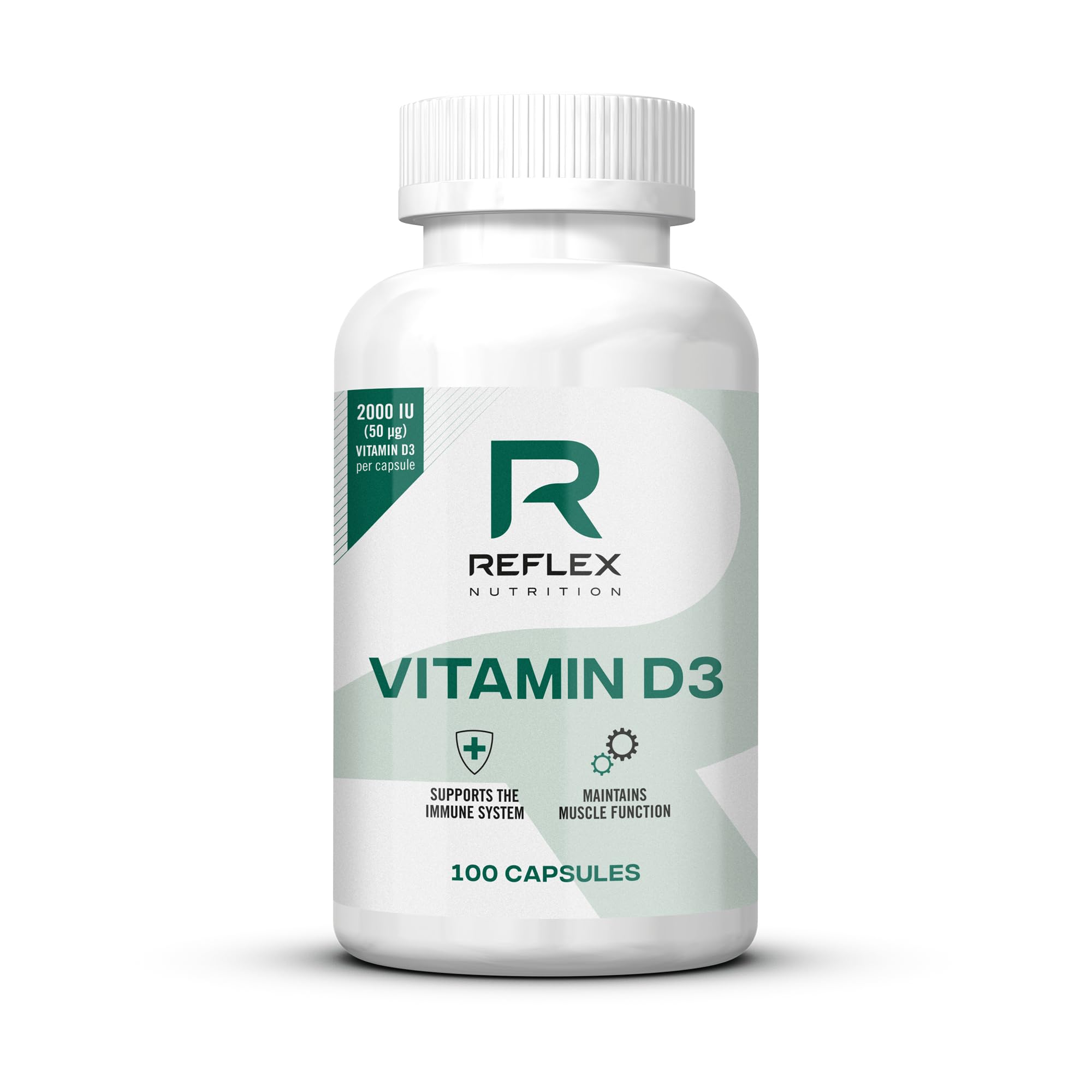 Reflex Nutrition Vitamin D3 - Vitamin D3 2000IU (50mg) per Capsule - Daily Sunshine for Winter Wellness - Vitamin D Tablets to Supports Muscle Function, Immune Support & Bone Health (100 Capsules)