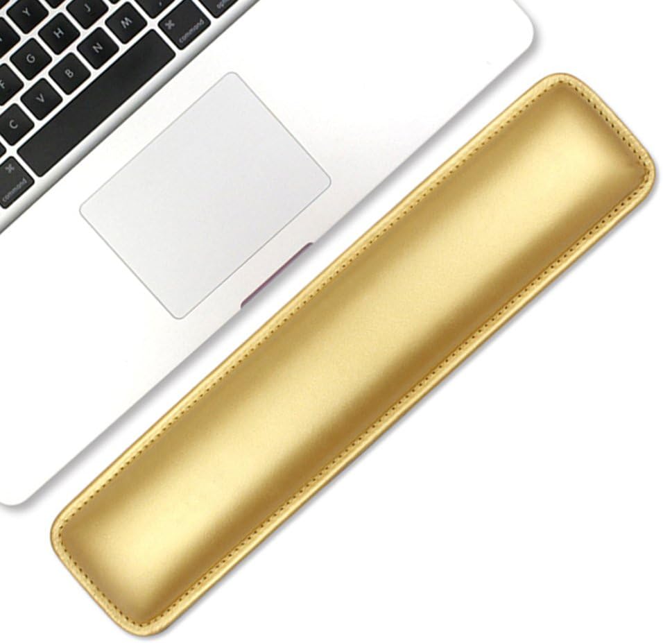 ProElife Soft Wrist Rest PU Leather Wrist Support Pad Laptop Wrist Rest for Office/Home/Laptop, 14.56'' Soft Cushion Memory Foam Interior Pain Relief Wrist Pad for 15.4'' Macbook/Magic Keyboard (Gold)