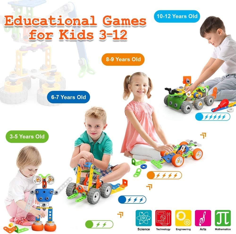 MOONTOY Building Toys 11 in 1 STEM Toys Age 5 173 Pcs Building Blocks Kit for Kids Educational Construction Toys Creative Learning Set Christmas Birthday Gifts for Kids Boys and Girls Age 5 6 7 8 9 - Image 4