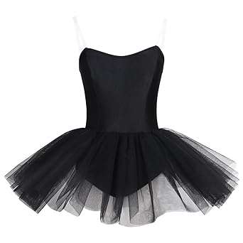 YiZYiF Damen Ballettanzug Ballettkleid Ballett Trikot Turnanzug Damen Kleider Schwarz Ballettkleidung Tütü Ballerinas Kostüm