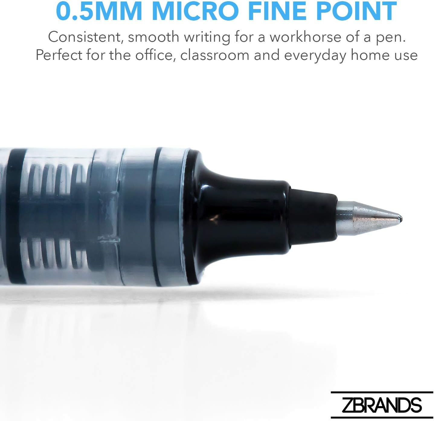 ZBRANDS // Liquid Ink Roller Pens, Micro Point (0.5mm), Platinum