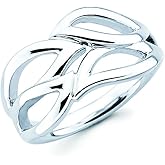 Boston Bay Diamonds .925 Sterling Silver Wide Fashion Band Ring - Choice of Style