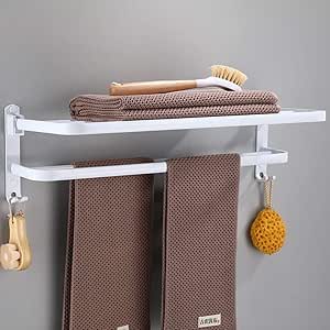 GGHJ Toalleros Repisa para Baño Montado en la Pared Plegable Estante de