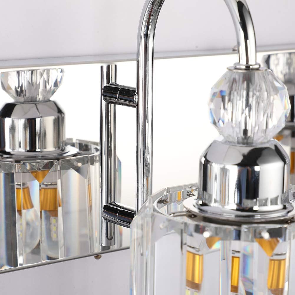 Ralbay Modern LED Crystal Bathroom Vanity Lights 4-Lights Stainless Steel Crystal Vanity Lights Over Mirror Modern Crystal Bathroom Vanity Lighting Fixtures - - 