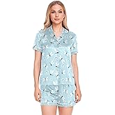 Gugusary Womens Soft Silk Satin Pajamas Set Summer 2 Piece Pajama Set Button Down Sets Sleepwear Loungewear