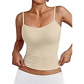 Trendy Queen Womens Adjustable Camisole Sleeveless Square Neck Spaghetti Strap Tank Tops Basic Shirt