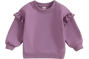 Doisbetthsay Baby Girl Boy Sweatshirts Toddler Trendy Solid Color Crew Neck Long Sleeve Pullovers Child Loose Top