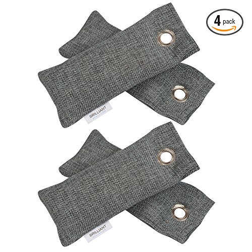 Brilliant Evolution BRRC201 Natural Bamboo Charcoal Air Purifier and Shoe Deodorizer Bags, Odor Eliminator, Air Freshener, 4 Pack (Two Packs of Two Bamboo Charcoal Bags)