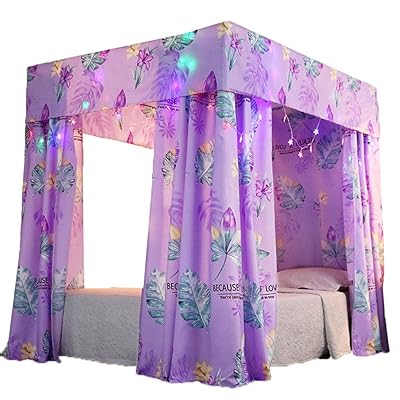 Obokidly Princess 4-Corner Post Bed Curtain Canopy for Twin