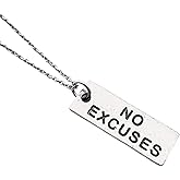 Pewter NO EXCUSES Necklace - Pewter Pendant on 18 inch Stainless Steel Cable Chain - All Pewter