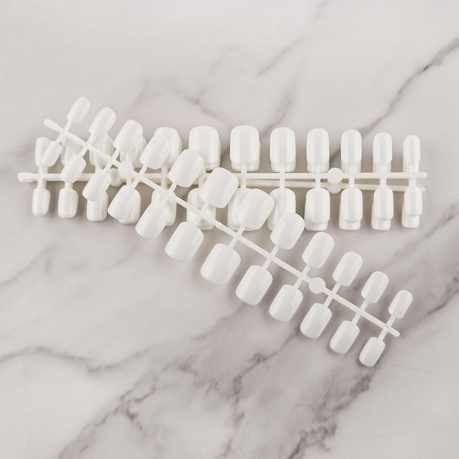 LuckForever Short Press on Nails 240pc Glossy White Press on Nails Short Square Round Fake Nails Full Cover 10 Sheets Nail Adhesive Tabs,Small Wooden Sticks and Nail Files False Nails for Women - Image 7